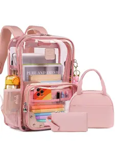 Transparent Travel Backpack, Large Capacity School Bag for Women & Men, Casual Versatile Backpack for Daily Use, Trendy All-match Bag for Students