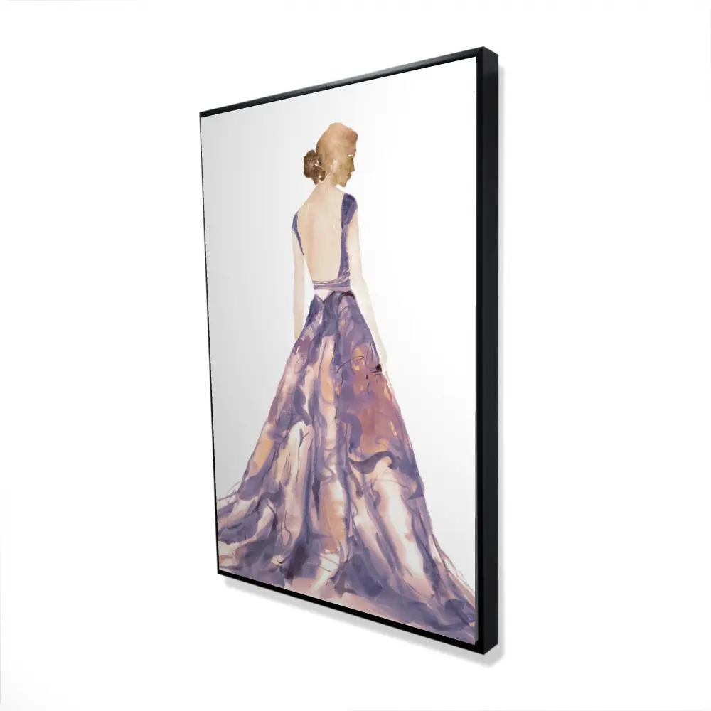360 stand Artistic Purple Prom Dress Artwork Poster, 24X36" in Vibrant Hue Illustrative Wall Decor, Ideal Home Supplies Decoration for Room Gifting, Accent Wall Prints, Chic