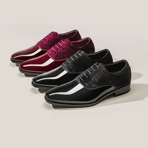 Rihero Men's Dress Oxford Shoes Classic Formal Patent Leather Lace-up Tuxedo Shoes