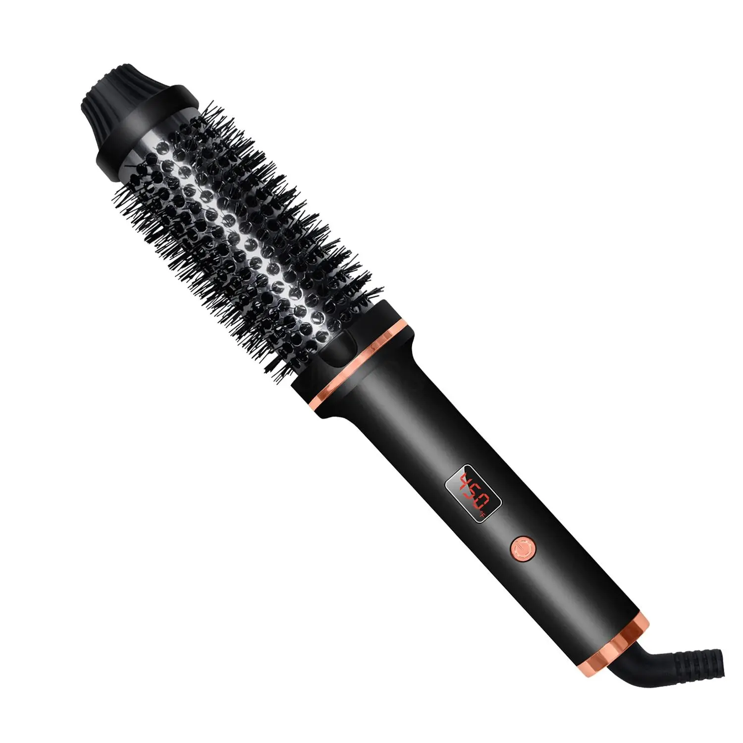 3-in-1 Ionic Thermal Straightener Brush with Curling Irons Function, 5 Temp Heat Adjust Settings, Anti-Scald Bristles & Tip, Volumizing for Medium-Length Hair, Easy to Use Personal Care Appliance