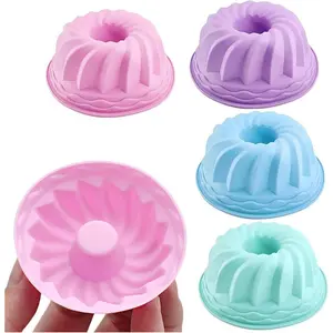 5 pc Silicone Donut Baking Pan Mini Cookie Pans Non-Stick Muffin Cupcake Mold Reusable Versatile Kitchen Tool - Tin