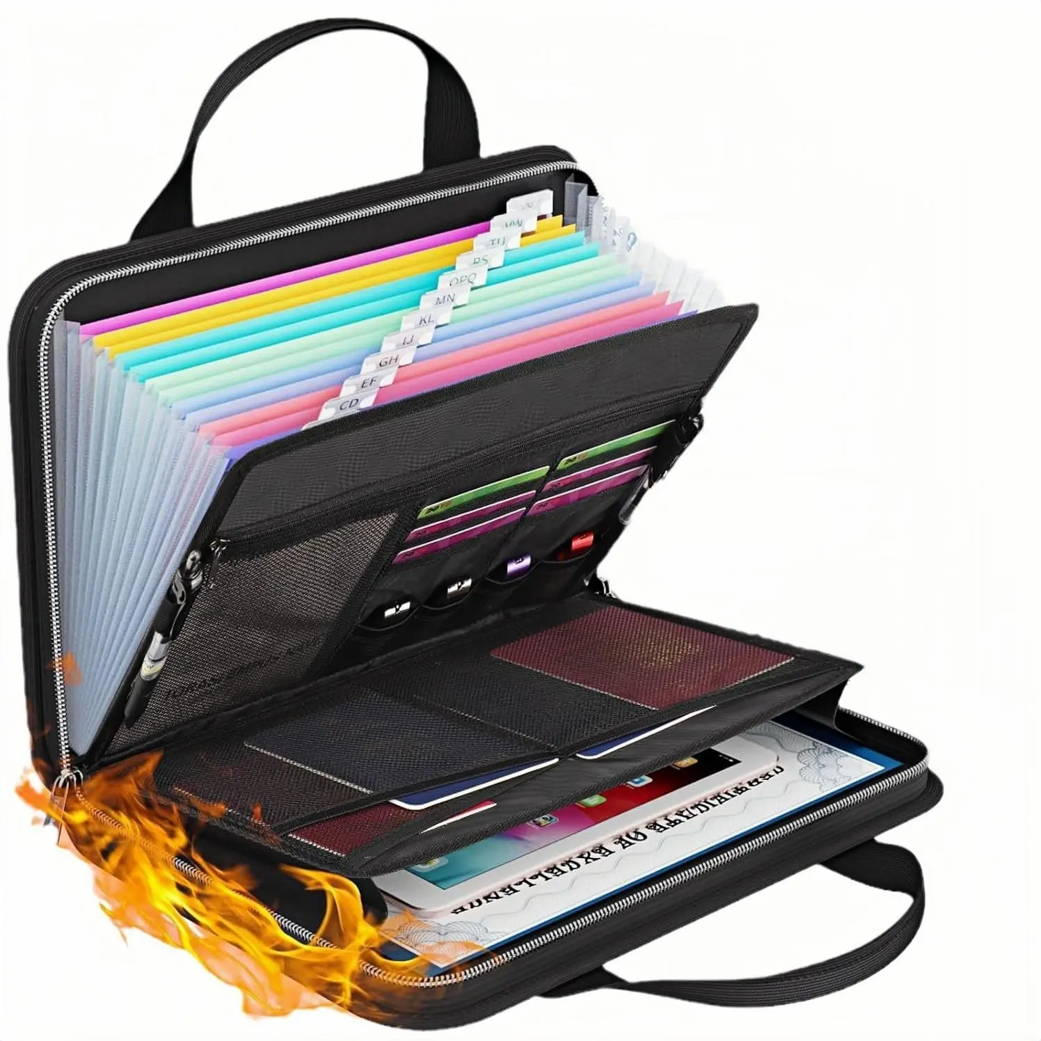 Fireproof & Waterproof File Folder, A4 File Bag with Handle, Test Paper Folder, Data Storage & Sorting Zipper Bag, Organized Storage Supplies, Durable Pouch, Document Organizer, Files Organizer, Office Supplies