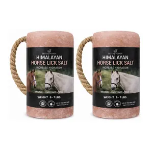 100% Organic HIMALAYAN PINK ROCK SALT, ANIMAL LICK BLOCK 6-7 LB (2-PACK)