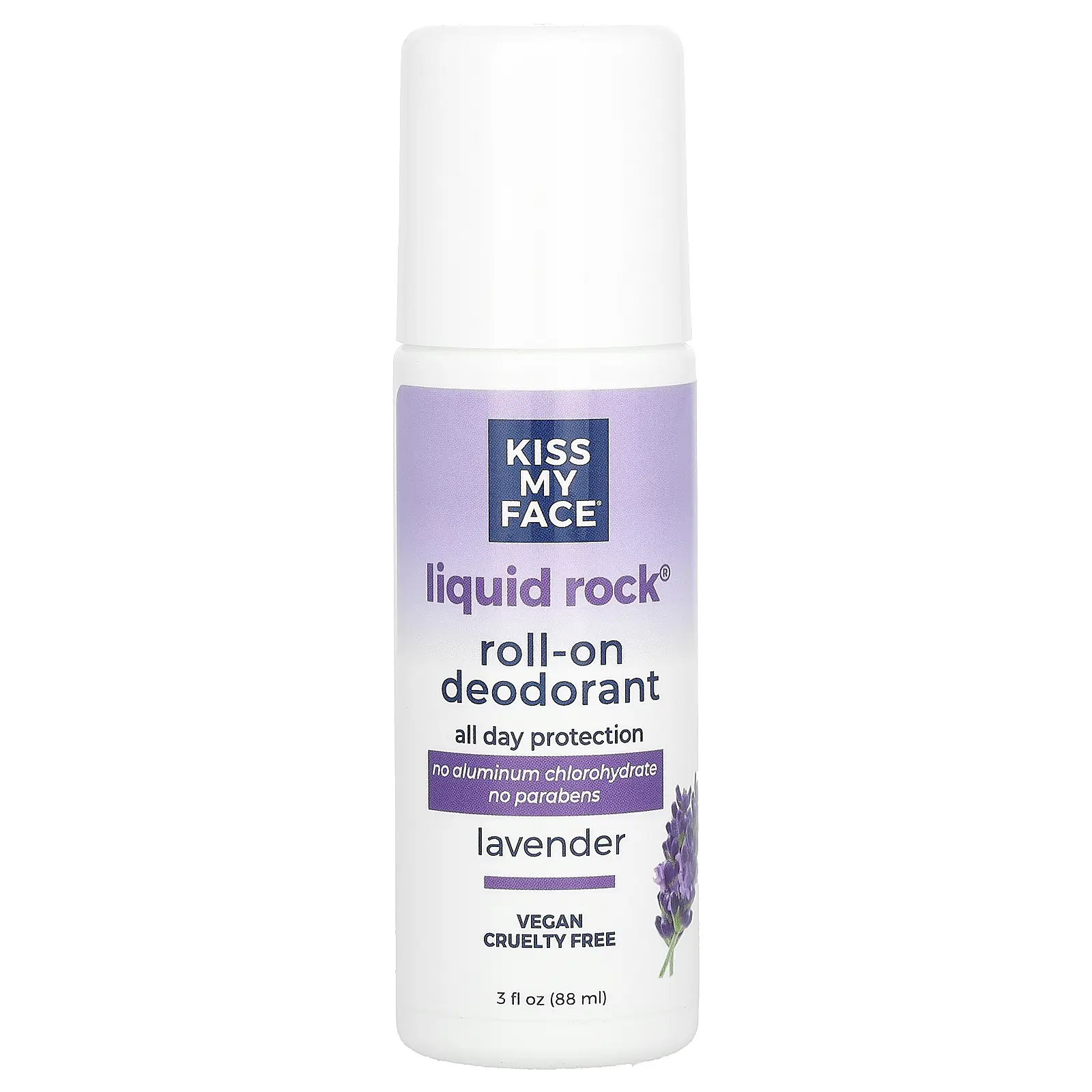 Kiss My Face Liquid Rock, Roll-On Deodorant, Lavender, 3 fl oz (88 ml)