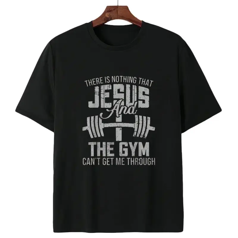 100% Cotton Unisex Nothing Jesus And The Gym Fitness Christian Workout Gym T-Shirt Christ Christian Tops