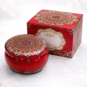 Handmade Mandala Storage Box with Lid - Decorative Jewelry Organizer in Vibrant Red with Intricate Patterns