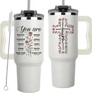 Christian Tumbler 40Oz Religious Faith Bible Verse Cup for Women Mom Inspirational Spiritual Jesus Tumblers Godly Coffee Cups Biblical-Based Birthday Ideas 500-1000ml Stainless Steel Faith-Filled Gift for Every Generation