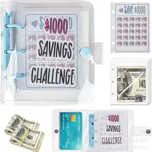 Money Saving Binder, $1000 Money Saving Challenge Binder, Reusable Budget Book with Cash Envelopes