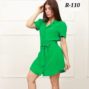 Vestidos de lino corto para mujeres casual - Womenswear
