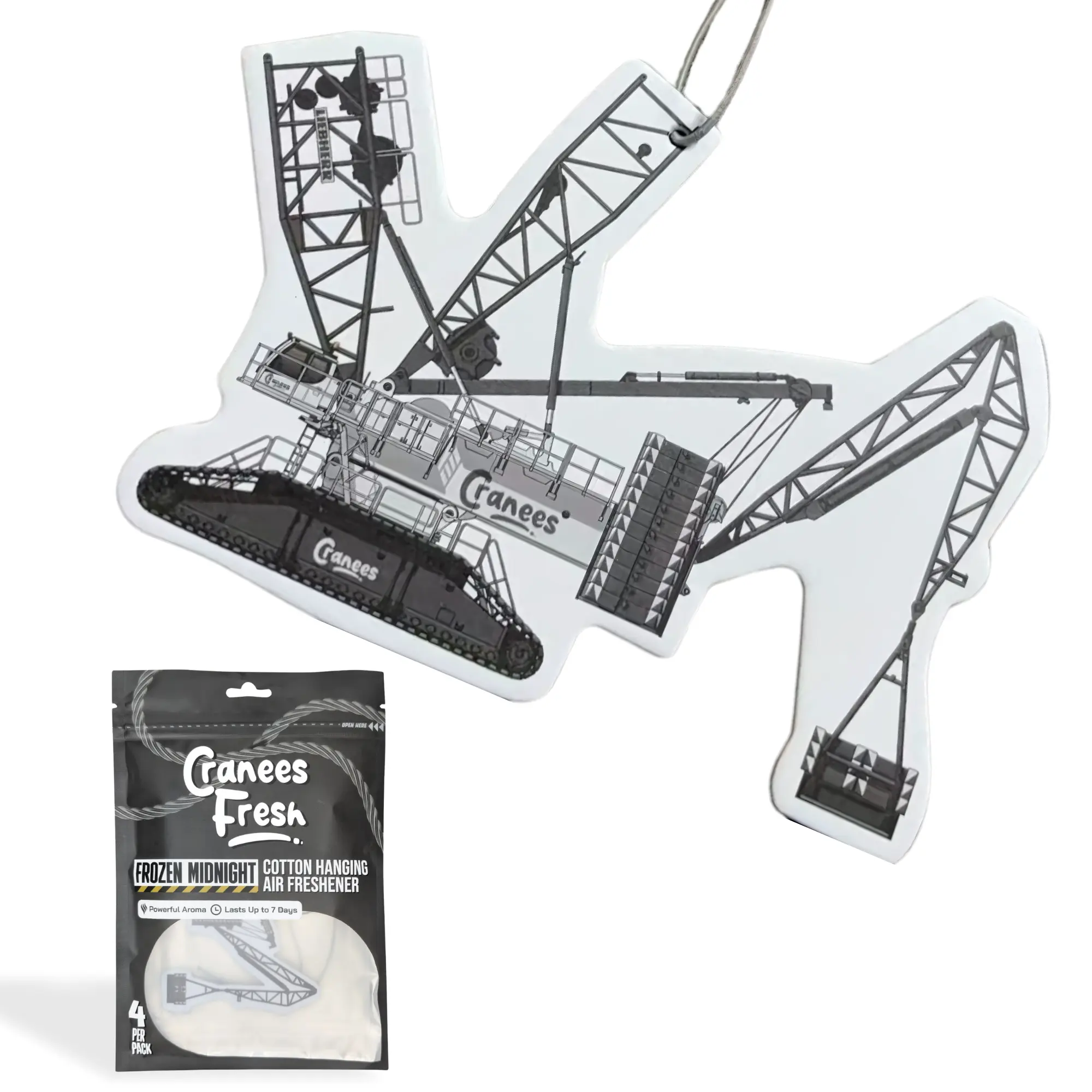 Frozen Midnight Hanging Air Freshener - Arctic Mint Cold Metal Dark Woods Fresh Ozone Scent for Crane Cabs Trucks Heavy Equipment Car Interior Accessories 4 Per Pack