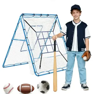Baseball Pitching Rebounder Net, 5×4 Ft with 9-target batting zones, angle-adjustable pitching return trainer, ideal for baseball and softball daily skill drills and backyard training
