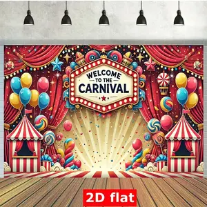 1pc 2D Flat Vibrant Carnival Polyester Photography Backdrop Cloth cm Birthday Banner Flag Supplies for Cake Table Photo Booth Decorations and Portrait Shoots Outdoor Celebrations Multi - Purpose No Po Ornaments White
