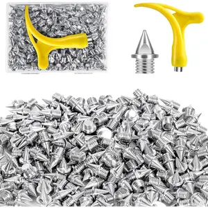 1/4 Inch Track Spikes, 130pcs Stainless Steel Pyramid Shoe Spikes with Spike Wrench for Track and Cross Country, Replacement Spikes for Sprint Sports Short Running Shoes