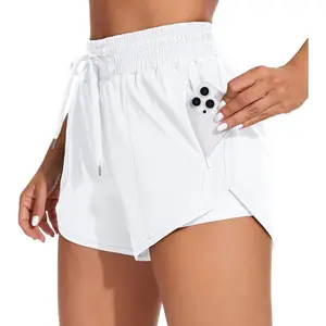 Women's High Waisted Swim Shorts Drawstring Board Shorts with Zipper Pockets Liner