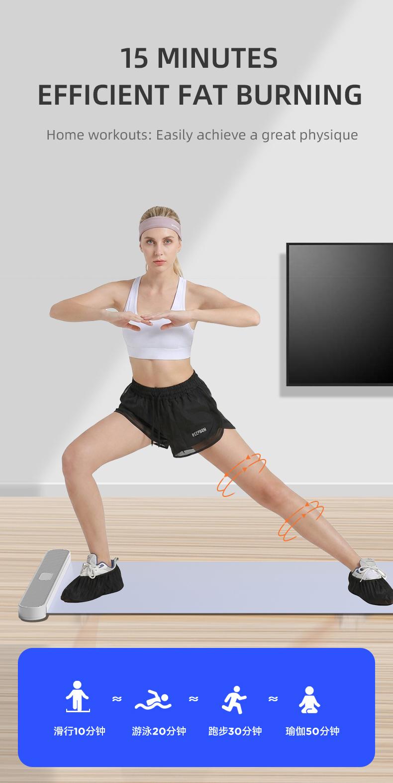 LEXI Home Sliding Mat Full Body Training Silent PU Glide Surface V Shape Ski & Side Slide Workouts Includes Shoe Covers No Gym Needed Core & Leg Training