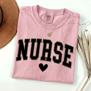 Comfort Colors Nurse Sweatshirt, Leopard Nurse Shirt, RN Sweatshirt, Nurse Sweater, Nurse Graduation Gift, Nurse Week, Nurse Appreciation, New Nurse Gift Crewneck Tshirt