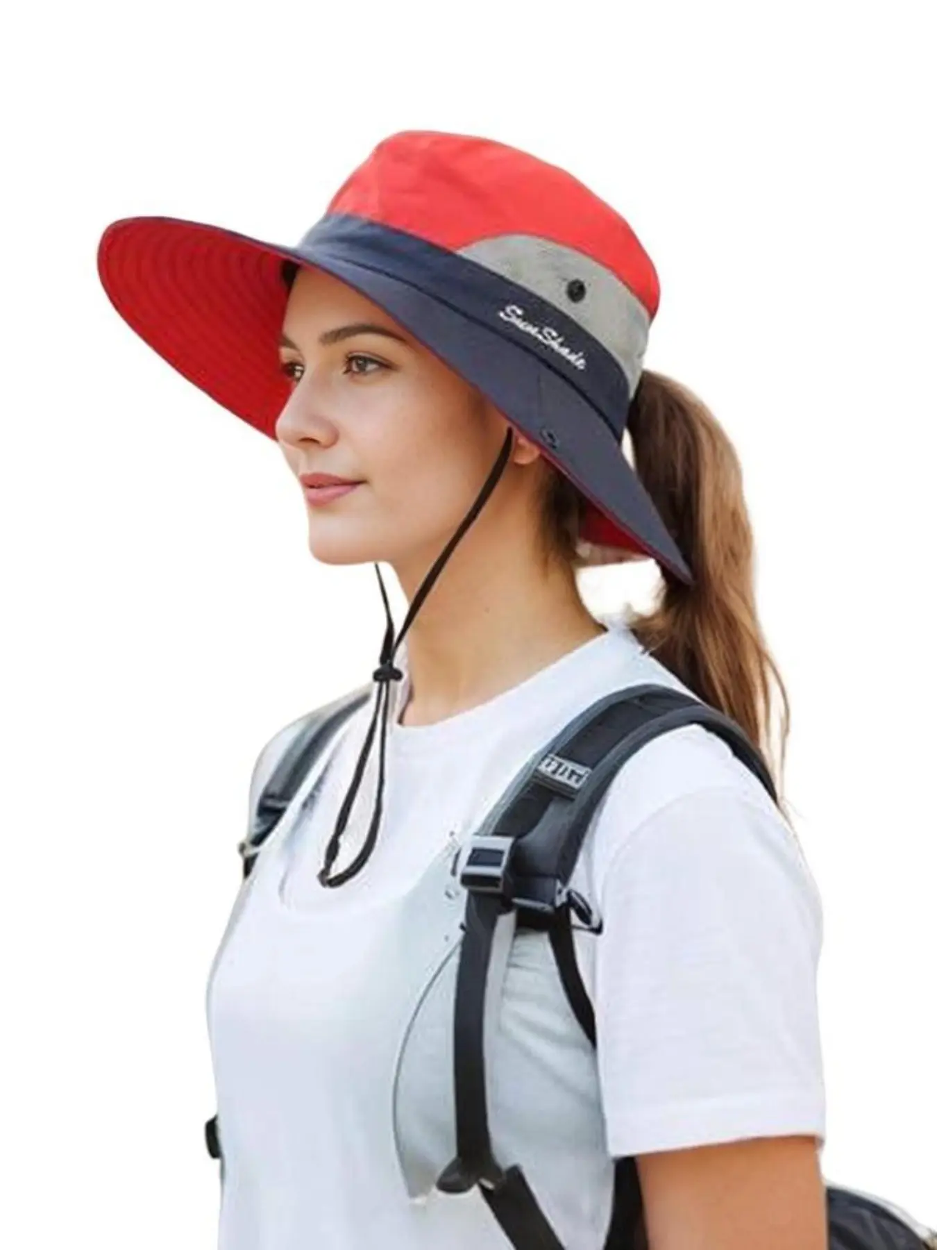 Unisex Outdoor Mesh Sun Bucket Hat with Tail Hole, Foldable Lightweight Wide Brim Fisherman Cap, Ideal for Hiking & Daily Use