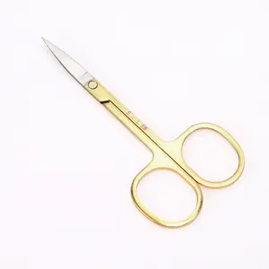 VOCOSTE 1pc Women's Durable Eyebrow Trimmer Scissors for Beauty Parlor Gold Tone