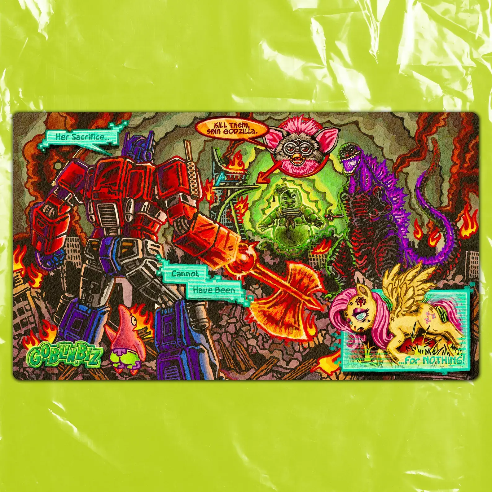 [4 Designs] Beyond Fan Service Luxury Playmat,Gaming Mouse Pad, TCG Mat, Bob Goblin, Electric Wizard