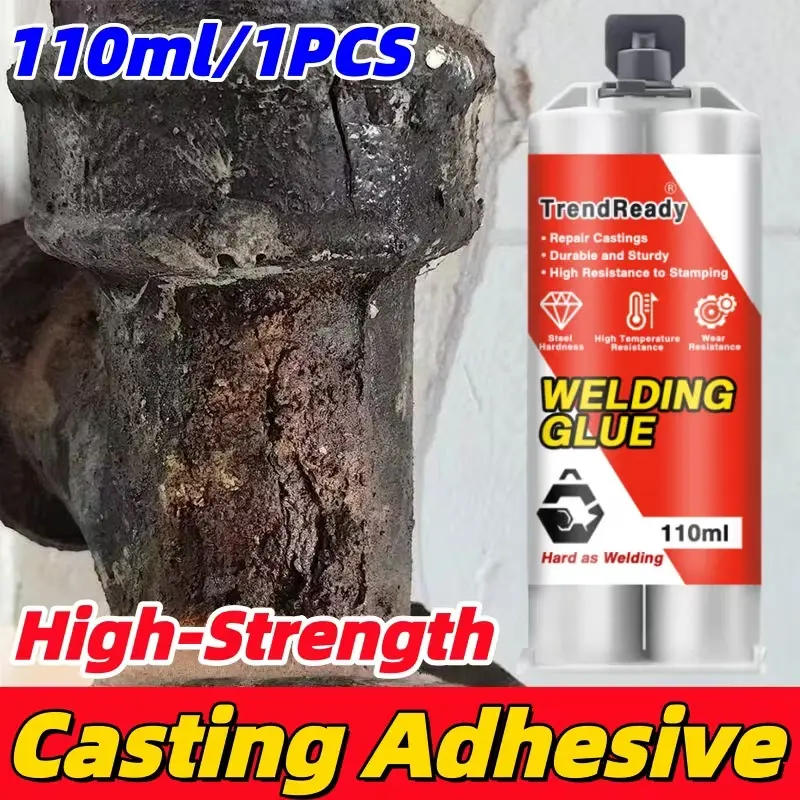 2 o 1 unidad de pegamento epoxi AB vertible resistente, adhesivo 2 en 1 antiaceite para metal con efecto soldadura líquida. Viene con papel de lija, varilla empujadora y palito mezclador, ideal para reparaciones y uniones de piezas metálicas.