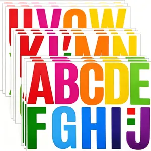 12 Sheets Large Alphabet Stickers,4 Inch Vinyl Letter Stickers,Self Adhesive Bulletin Board Alphabet Number Stickers for Posters,Mailboxes, Outdoor Decorations (Multi-Color)