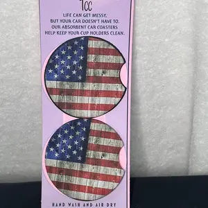 Car coaster American flag stocking stuffer