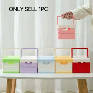 Foldable Multi-Functional Kitchen Storage Box, Handheld Multicolor Organizer Basket, Desktop Snack Tray Holder, Versatile Storage Solution, Collapsible Storage Baskets