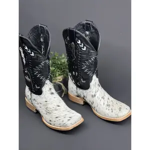 Men's  Cowhide Boots Black/White Holstein (Every pair is unique)