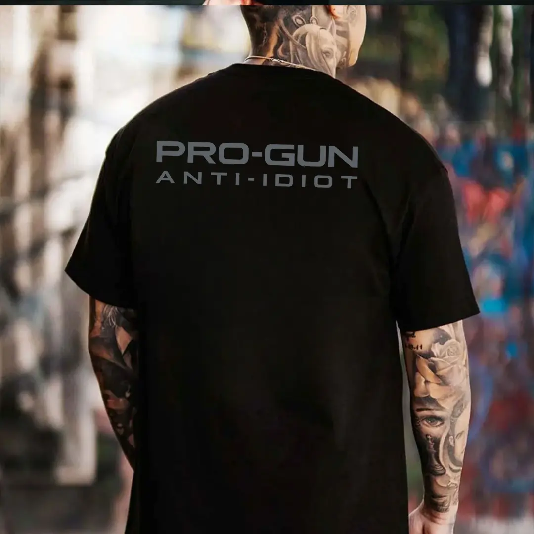 Pro Gun Anti Idiot T-shirt – Bold Statement Second Amendment Graphic T-Shirt – Tactical Attitude T-Shirt for Men
