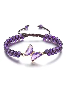 Handcrafted Purple Butterfly Bracelet for Women - Amethyst Beaded Jewelry Gift for Mom, Teacher, Girlfriend, Bride, Best Friends - Perfect for Mother's Day, Teacher's Day, Birthdays, Weddings, and Bridal Jewelry