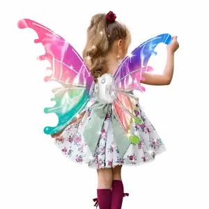 Magical Light Up Fairy Wings for Girls, Electric Flapping Butterfly Wings with LED Lights and Music, Princess Costume for Dress Up Play, Fairycore Aesthetic Outfit, Perfect for Birthday Party, Halloween Costume, Christmas Gifts for Kids