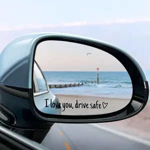 Billovcc Car Rearview Mirror Sticker 2 Pack I LOVE YOU DRIVE SAFE Decals Waterproof Universal Car Interior Accessories Thoughtful Gift for Couples