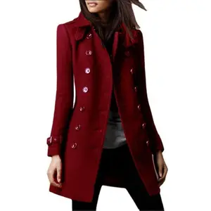 Autumn and Winter Double-breasted Casual Jacket Women's Clothing Women's Double Breasted Wool Coat winter  jacket  collection