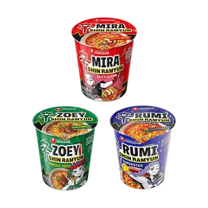Nongshim x Netflix K-Pop Demon Hunters Shin Ramyun Noodle Cup Variety Pack - Korean Instant Ramen with Burger, Spicy Beef & Smoked Sausage Flavors (95g x 3 Cups, 285g Total) - K-Pop Limited Edition