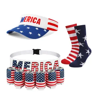 'Merica Patriotic 3 in 1 Accessory Set,  4th of July Independence Day BBQ Cookout Party Camping Men Outfit Kit, USA 2026 Independence Day Patriotic Costume Gift