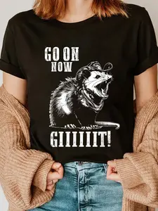 100% Cotton Vintage Cowboy Opossum Shirt - Go On Now Git Western Opossum T-Shirt