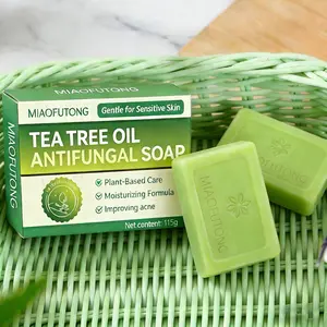 115g*2 Tea Tree Oil Plant Care Soap, Infused with tea tree essential oil and glycerin, gentle deep cleanses face and body, hydrates and moisturizes without tightness, brightens skin tone, suitable for sensitive skin, unisex, Body Cleansing Products