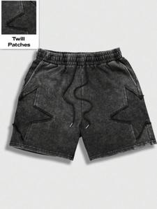 men's star print drawstring waist shorts, regular fit casual baggy street shorts for summer, men's bottoms for daily wear, clothing