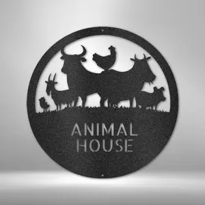 Animal House Monogram - Personalized Farmhouse Decor - Steel Wall Sign - USA