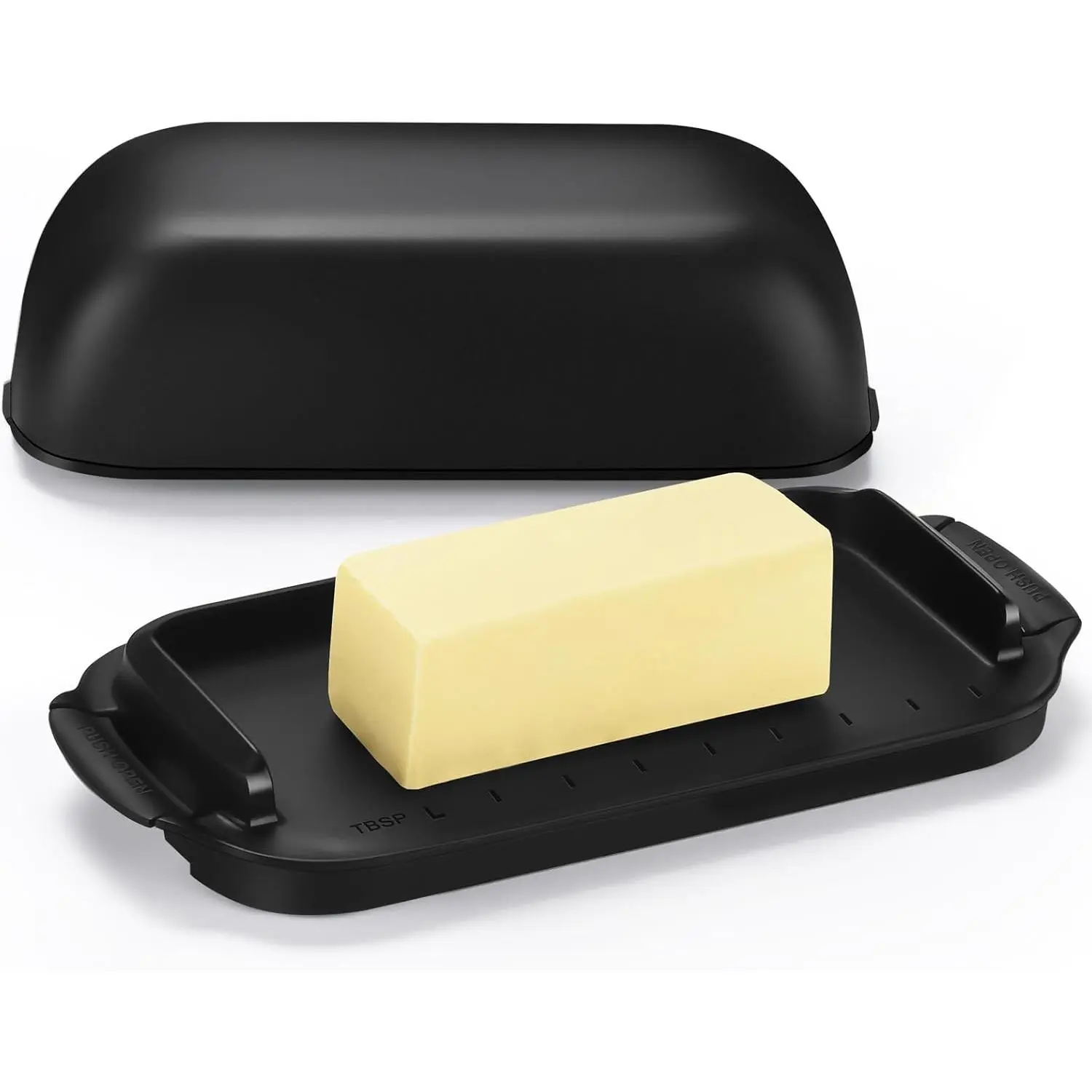 Butter Dish with Lid, Butter Container Holds for Countertop, Unbreakable Butter Keeper for Home Kitchen Decor,  for East/West Coast Butter, , Microwave/Dishwasher Safe (Black)
