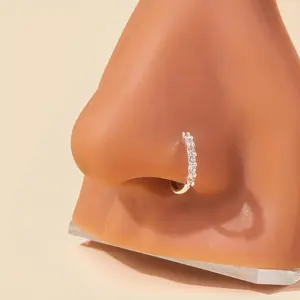 1pc Elegant Copper Nose Ring with Sparkling Zirconia - Simple Yet Chic Piercing, Perfect for Daily Wear & Parties, Creative Gift for Women, Cute Nose Rings