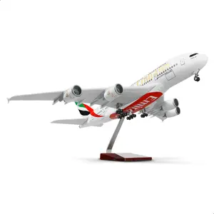 Emirates 1/160 Airbus A380 UAE/Emirates 18 Inch Large Model Diecast Airplane Model with Stand - Collectible Model Kit for Aviation Enthusiasts Spring