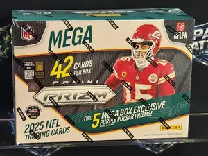 Panini 2025 Prizm Football Hobby Mega Box - 42 Cards Per Box with 5 Exclusive Purple Prizm Cards