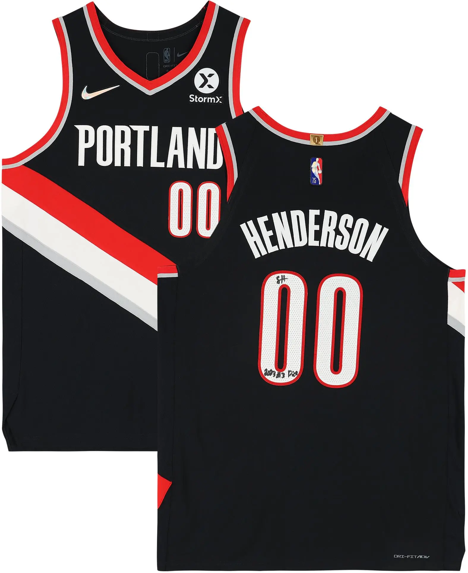 Scoot Henderson Portland Trail Blazers Autographed Black Nike Diamond Icon Edition Authentic Jersey with "2023 #2 Pick" Inscription - Fanatics Authentic Certified