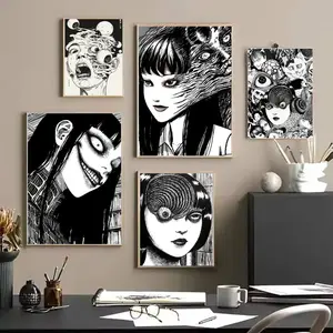 Japan Anime J-Junji I-Ito Poster Character Art HD Sticky Waterproof Wall Art | High Quality Print Aesthetic Home Living Bedroom Bathroom hallway Decor Trendy Room Decoration | Multiple Size Options Available
