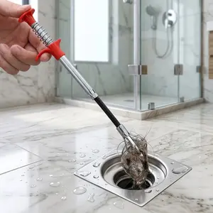 Stainless Steel Portable Reusable Drain Unclogging Tool - Heavy Duty Clog Remover for Kitchen Sink, Bathroom Shower, Effective Home Cleaning Supplies, Summer Must-Have, Easy to Use Durable Household Tool for All Drains