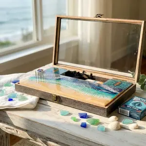 Ocean Cribbage Gift Set – 3-Person Set with Crystal Pegs & Sea Cards | Unique Gifts | Housewarming | wedding