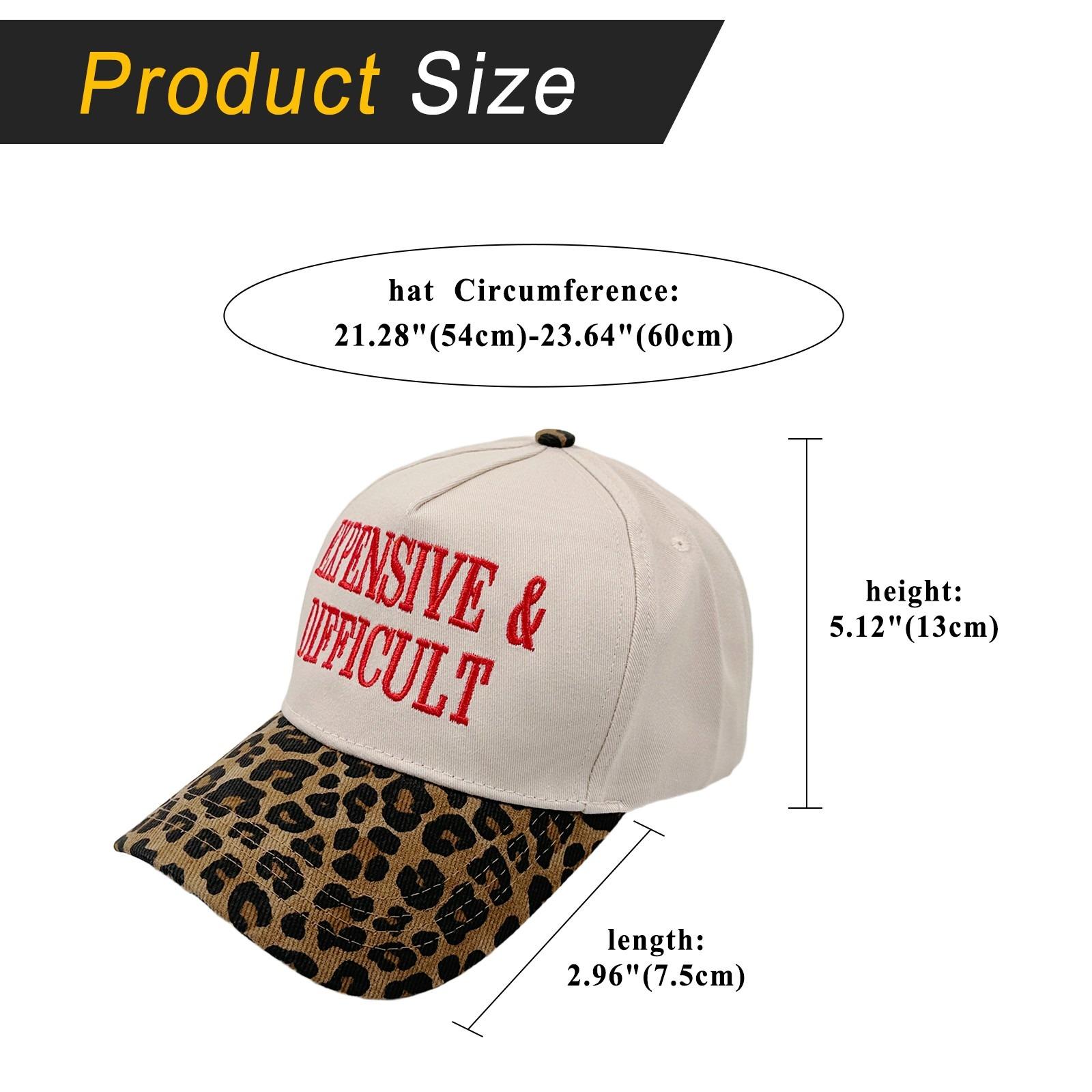EXPENSIVE DIFFICULT Baseball Cap with Leopard Print Baseball Cap with Embroidered Statement | Vintage Aesthetic Trucker Hat for Women | Trendy Mom Hat | Perfect Mother’s Day Gift