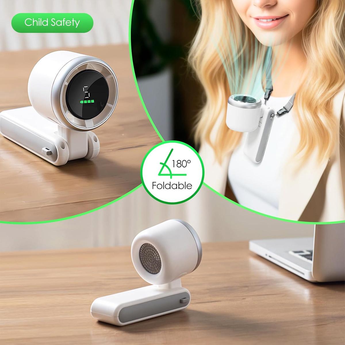 Portable Handheld Mini Turbo Fan USB Rechargeable Pocket Fan With LED Display 3 IN 1 Foldable Personal Cooling Fan for Travel Home Office