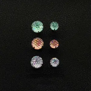 [ICE HUE] Unisex 18K Gold Vacuum Plated Copper Earrings with 5A+ Sri Lanka Gradient Zircon, Dopamine Firework Cut, Miami-Italy-Mexico & Micro Inspired, Luxury Costume Jewelry for Daily Wear, Gift Idea